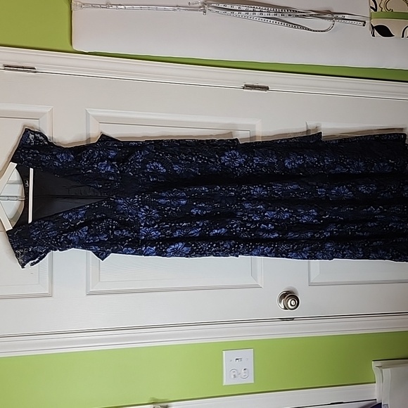 Lulus Molinetto Navy Blue Lace Ruffled Tiered Sleeveless Maxi Dress, Size XL - Picture 2 of 13